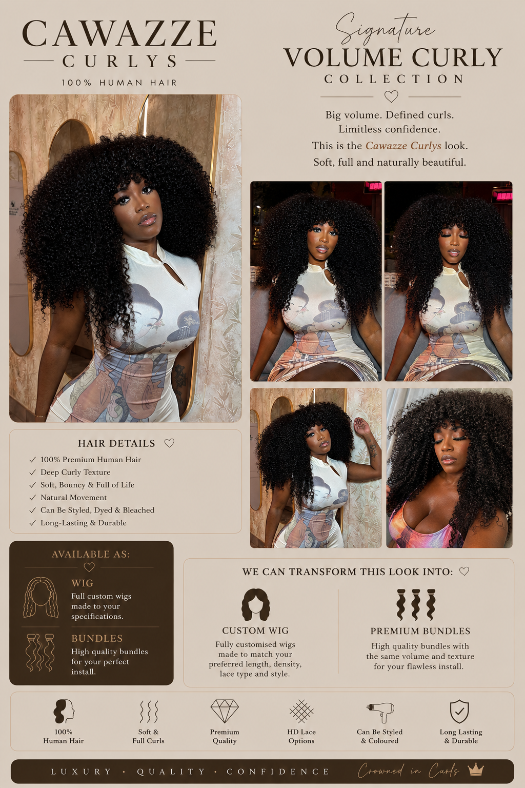 Custom Wig Collection – 100% Human Hair Luxury Deep Curly