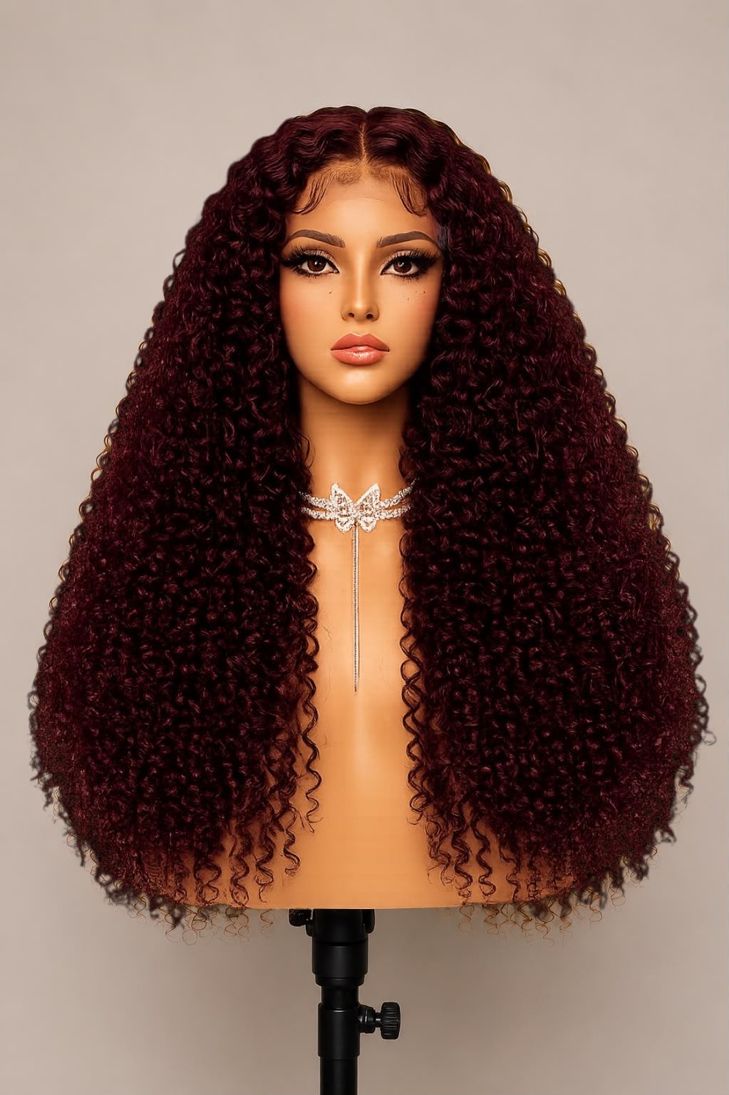 Lace Front Curly Wig – Burgundy