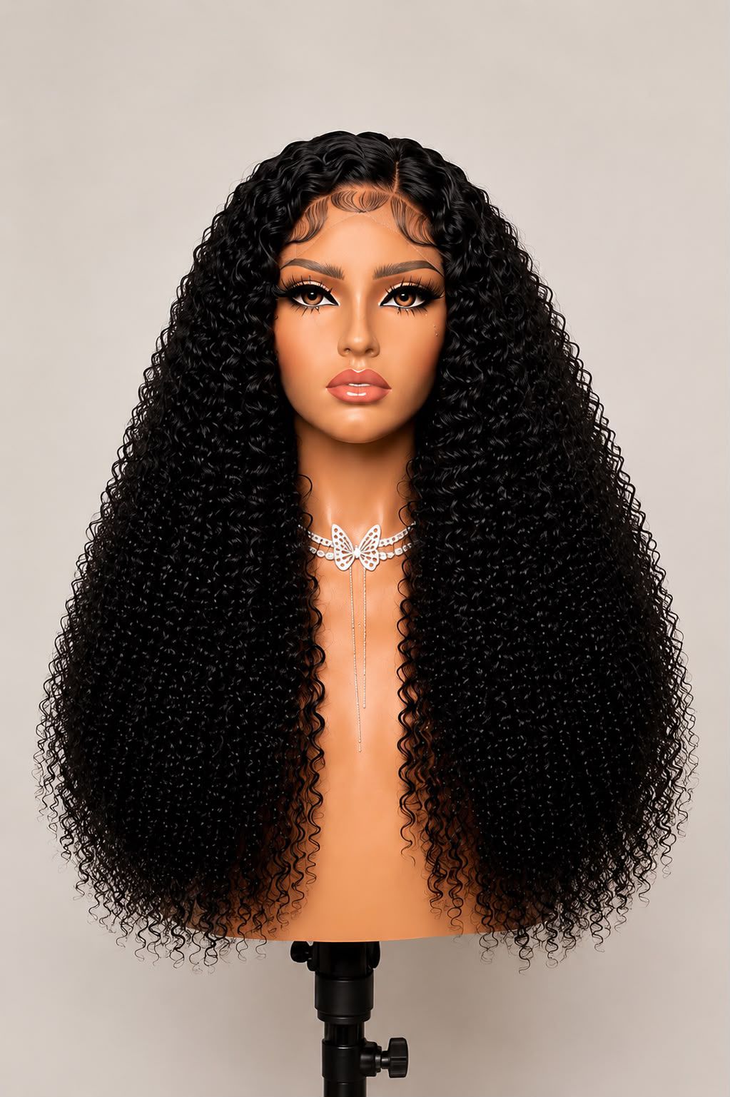 Lace Front Curly Wig – Natural Black (1B) 30"